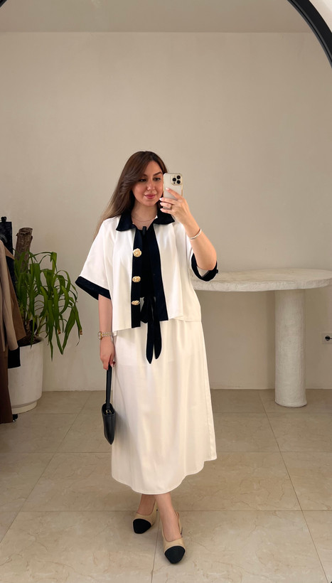 ست بلوز دامن زنانه سفید مشکی