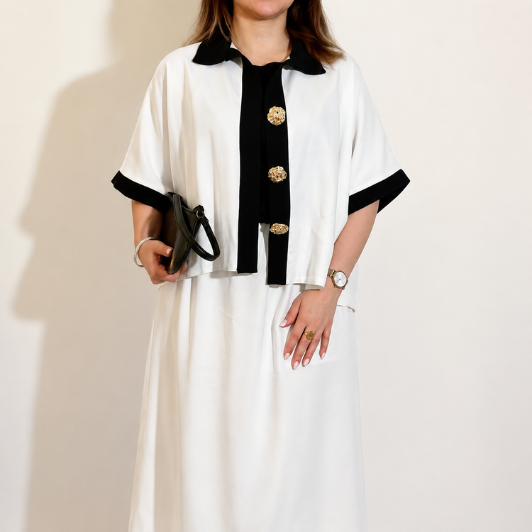 ست بلوز دامن زنانه سفید مشکی