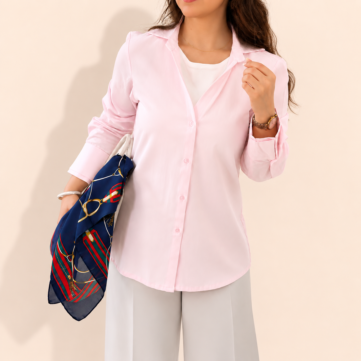 شومیز زنانه لینن پاستيلي مدل ساده دارای رنگبندی