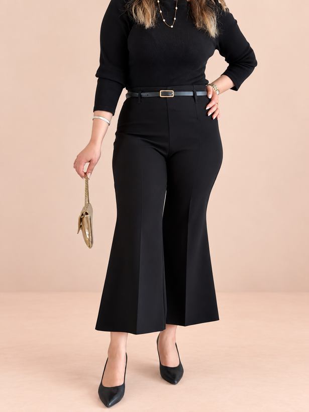 شلوار زنانه پارچه ای کوتاه بوت کات رنگبندی